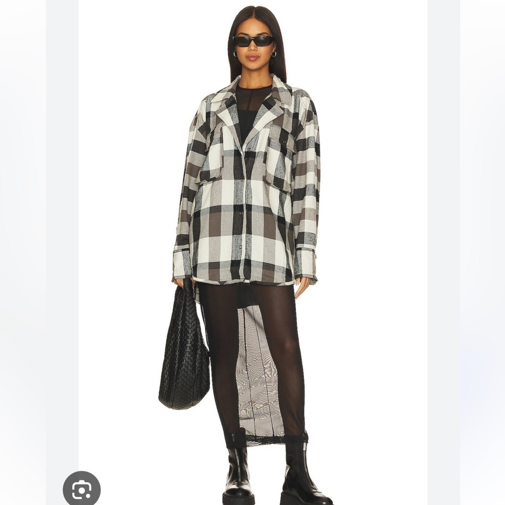 Free People We The Free Izzie Cargo Shirt Flannel NWT Medium - Picture 2 of 4